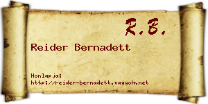Reider Bernadett névjegykártya